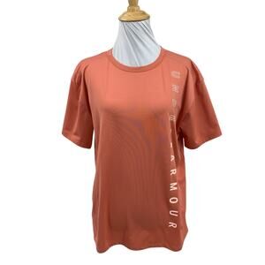 Under Armour T Shirt Womens S Small Creamsicle Heatgear Perforated Vented Logo